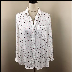 BeachLunchLounge Heart Pattern Button Down Size XS
